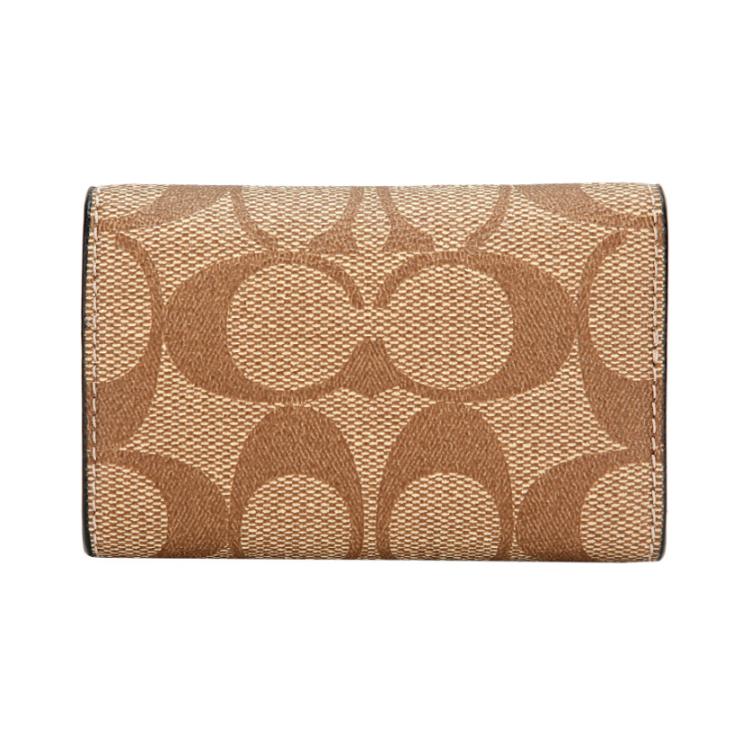 New COACH Key Case Artificial Leather Key Pouch Unisex Brown Monogram 78675-QBTN2