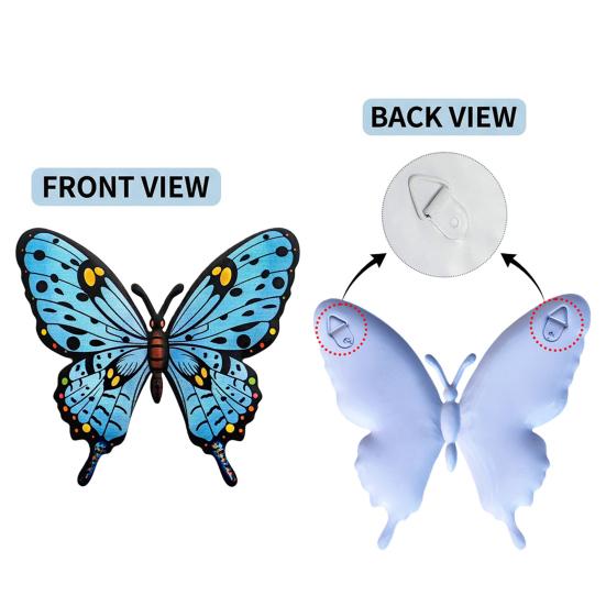 Metal Butterfly Wall Decor Colorful Butterflies Wall Art Sculpture 3D Iron Butterfly Hanging Decoration for Outdoor Indoor Fence Patio Yard Tree