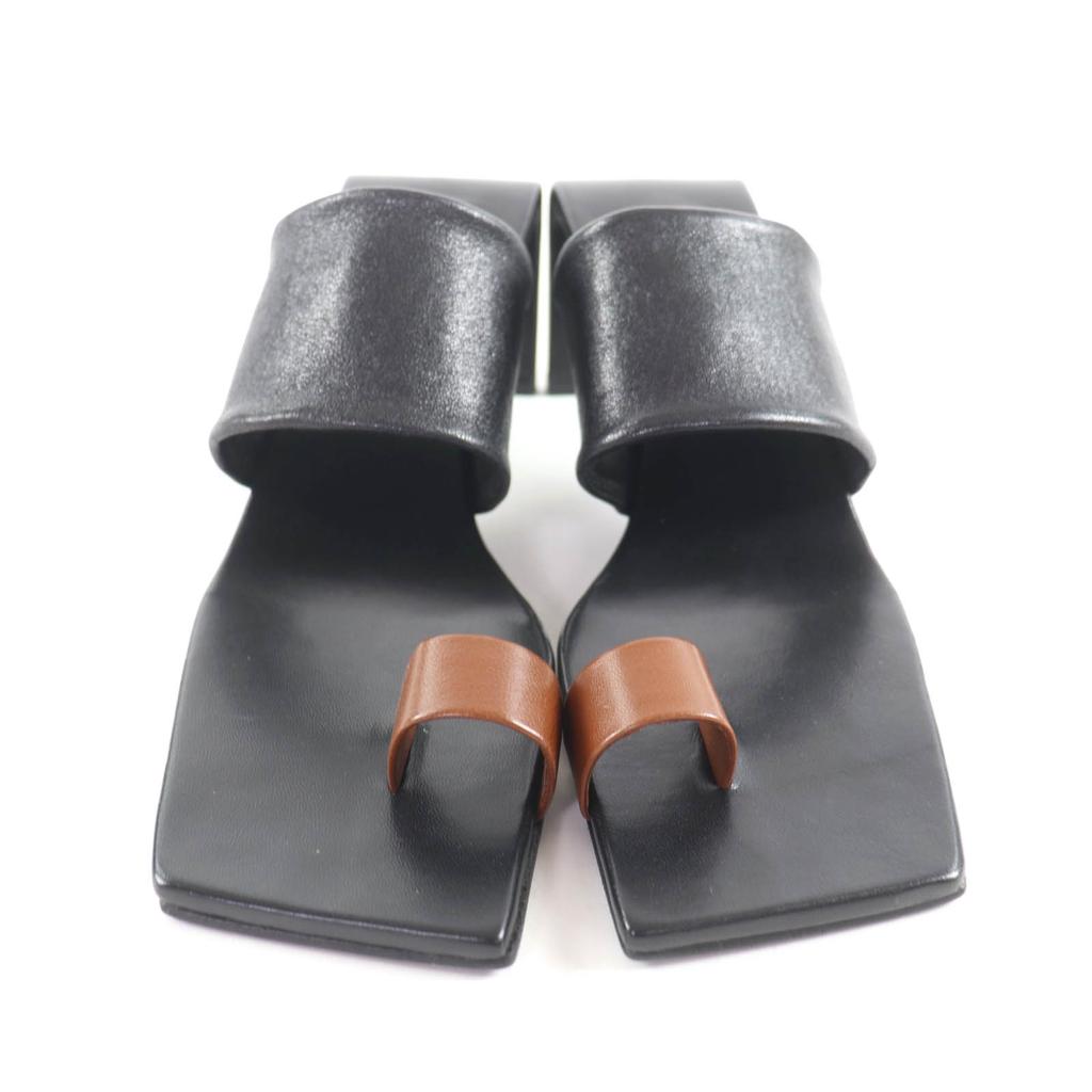 Excellent JIL SANDER Sandals Bicolor Leather Black Leather Women 35 J15WP0112 Used