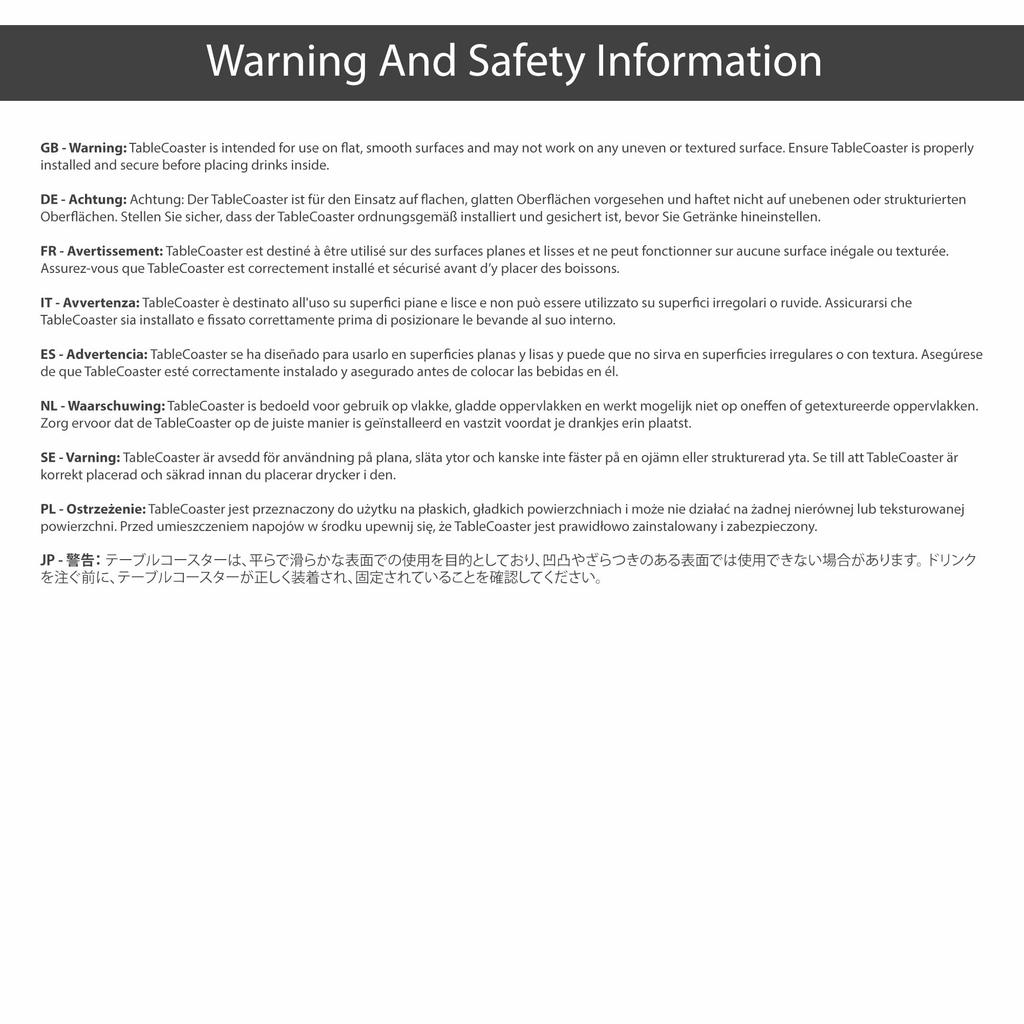 Spill-proof drink holder for boats, cars, campers, caravans, tables, etc. - TableCoaster (White)