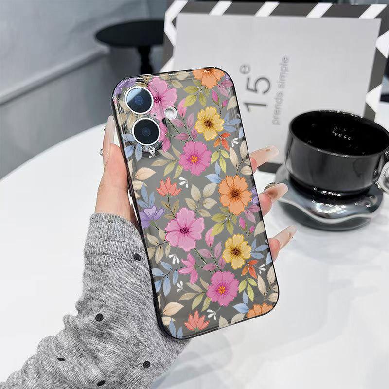 Kreslený květinový kryt na telefon pro iPhone 13-17 (Vhodné pro Apple 15pro až 16promax) - Roztomilý japonský a korejský styl pro dívky