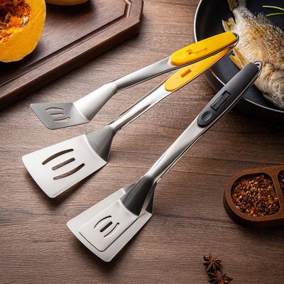 Pinze Spatola Antiscottatura Acciaio Inossidabile Paletta Pinza per Alimenti 2-in-1 Blocco Scorrevole Giravivande per Pesce Frittelle Hamburger Bistecca
