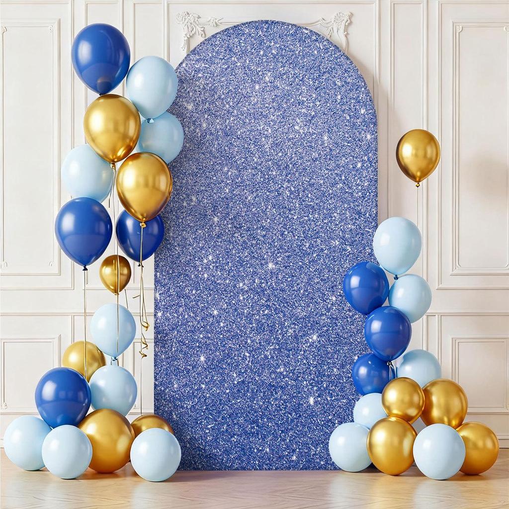 Decor Partidă Fundal Elastic Culoare Solidă în Formă de U - Husă din Material Arcadă Semi-Circulară de Exterior