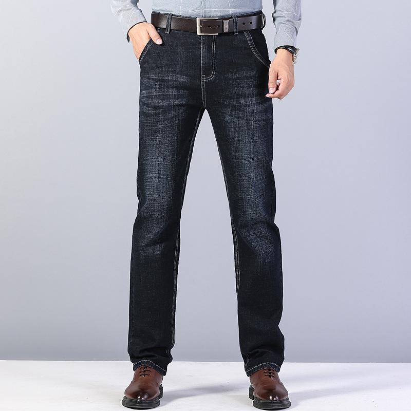 Men's Slim Straight Stretch Jeans - Thick, All-Season Casual Pants