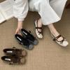 Fashion High Quality Cotton Mary Jane Shoe Women Sweet Square Toe Butterfly-knot Flats Fashion Comfort Narrow Buckle Brand Designer Shoe