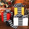 Durable Polyester Christmas Ribbon Strips For DIY Crafts Gift Packaging Tree Decorations Classical Black White Design