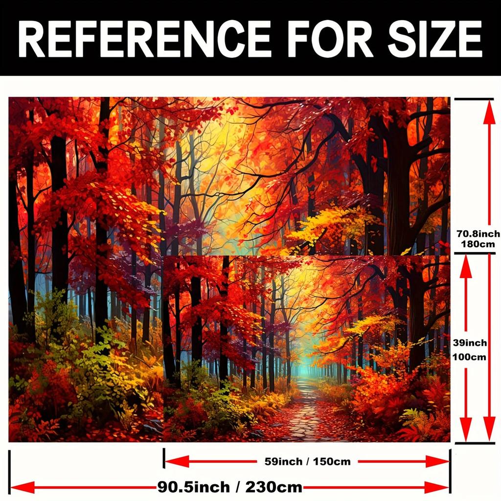 2D Plane, 1 Piece of a Vibrant Autumn Forest Path Background, Suitable for Various Photography Purposes, Etc.