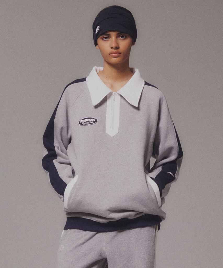 Minasu Color Combination Sweatshirt_Gray_Fleece-Lined Fabric