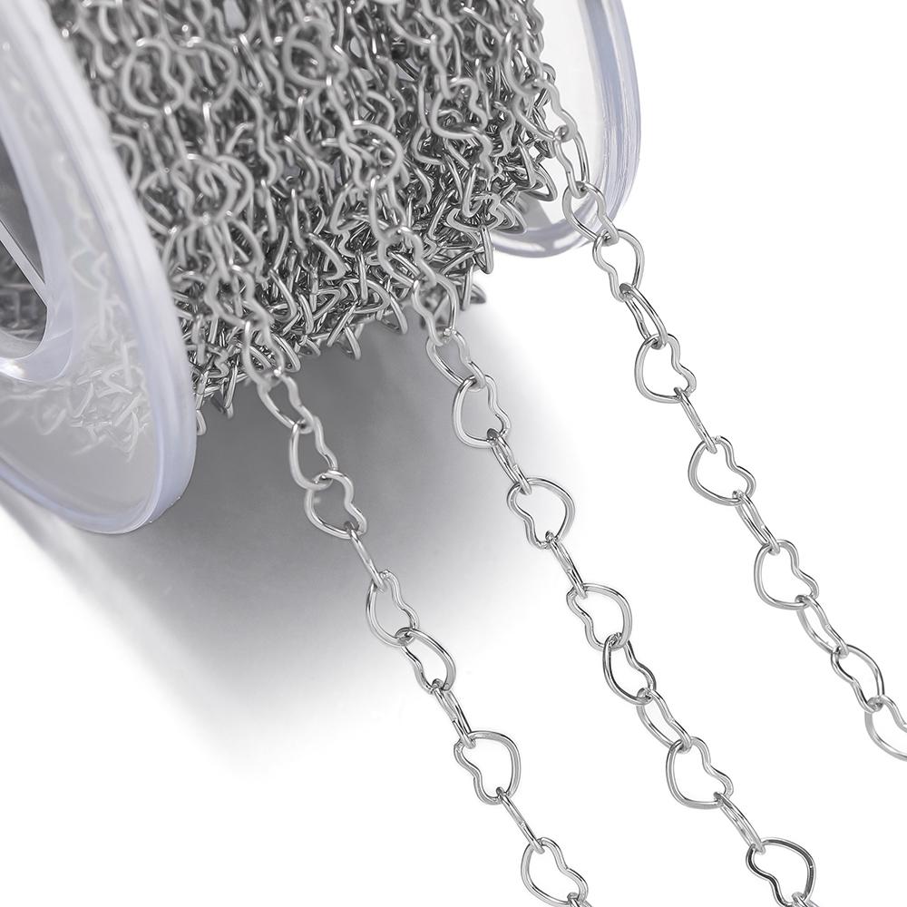 1m/39.37in Stainless Steel Hollow Peach Heart Chain Golden Chains for DIY Bracelet Necklace Waist Chain Jewelry Making Supplies