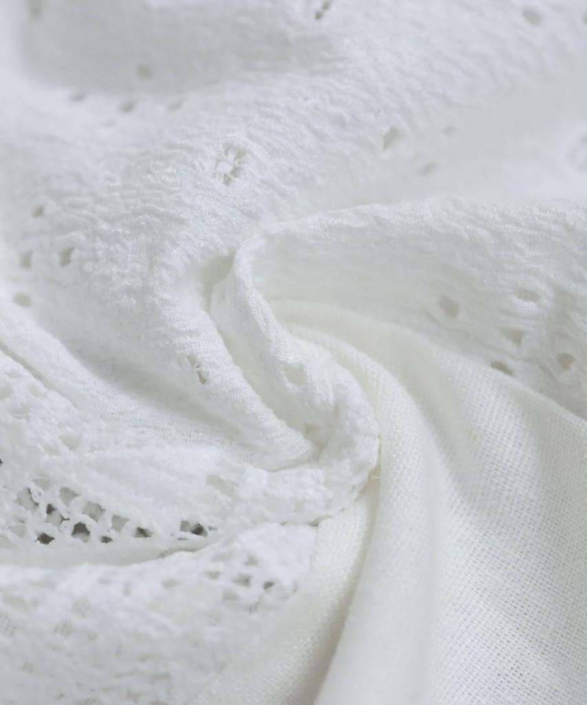 Antiqua Lace Docking Long Size Women's Shirt, Sleeve, PY-00814, F, 49, Off-White