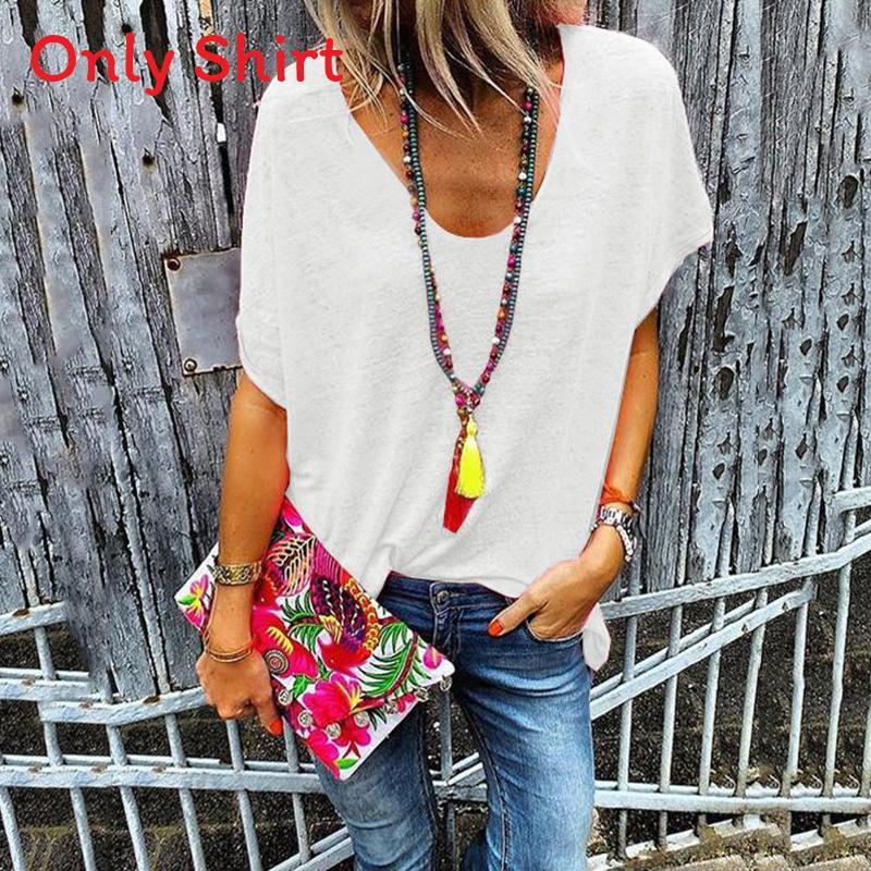 Womens Cotton V Neck Short Sleeve T Shirt With Loose Fit For Casual Spring Season