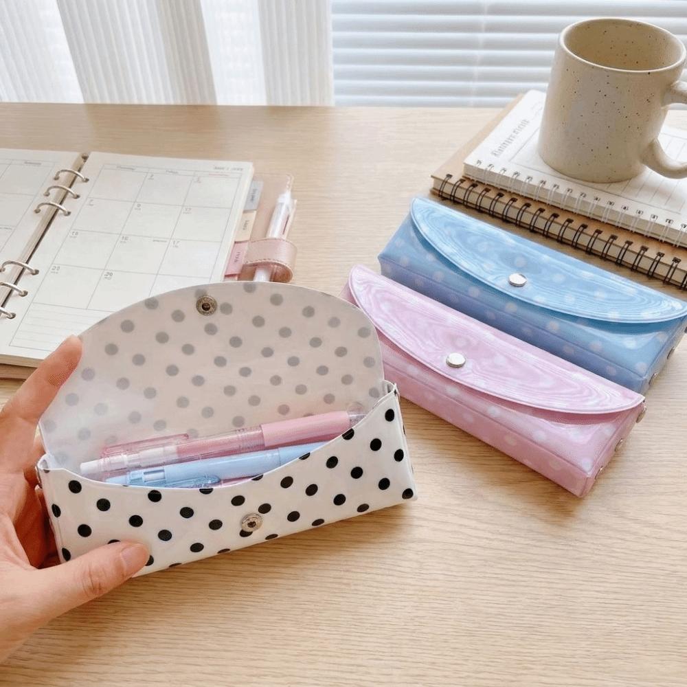 Snap Button Closure Storage Pouch Portable Design Stationery Organizer Student