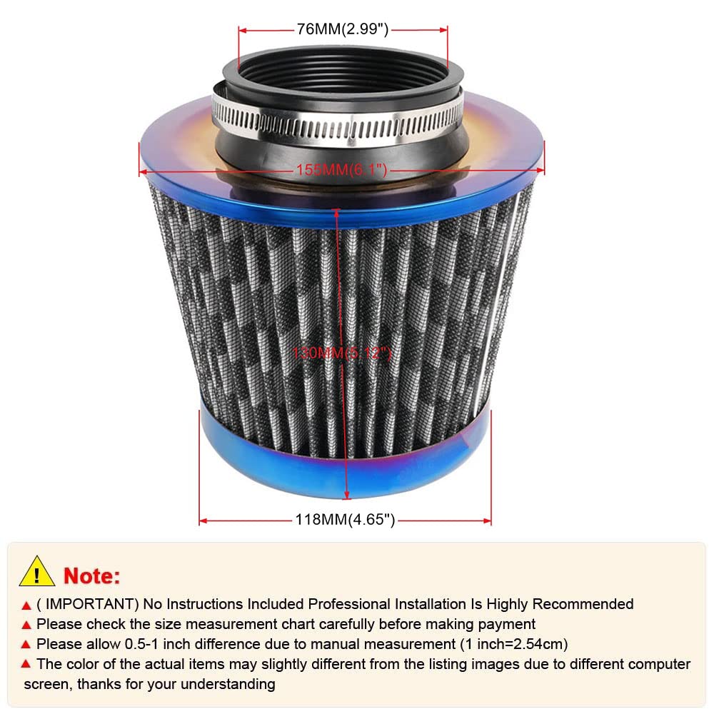 ZS Air Filter Breather Iron Mesh High Flow Air Filter for Car Motorcycle Air