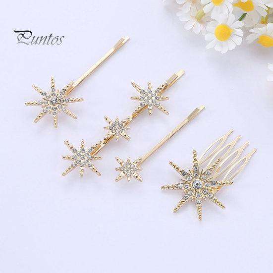 Wedding Hairpin 4Pcs/Set Star Shape Bridal Hairpins Shining Rhinestones Hair Clips Clip Decor Fashion Accessories Bangs