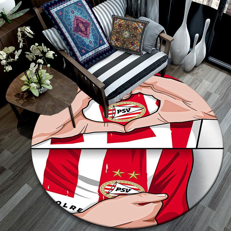 PSV Eindhoven Pattern Round rug,Carpet Rug for Living Room Bedroom Playroom ,Non-slip Floor Mat,Holiday Gifts and Birthday Gifts.