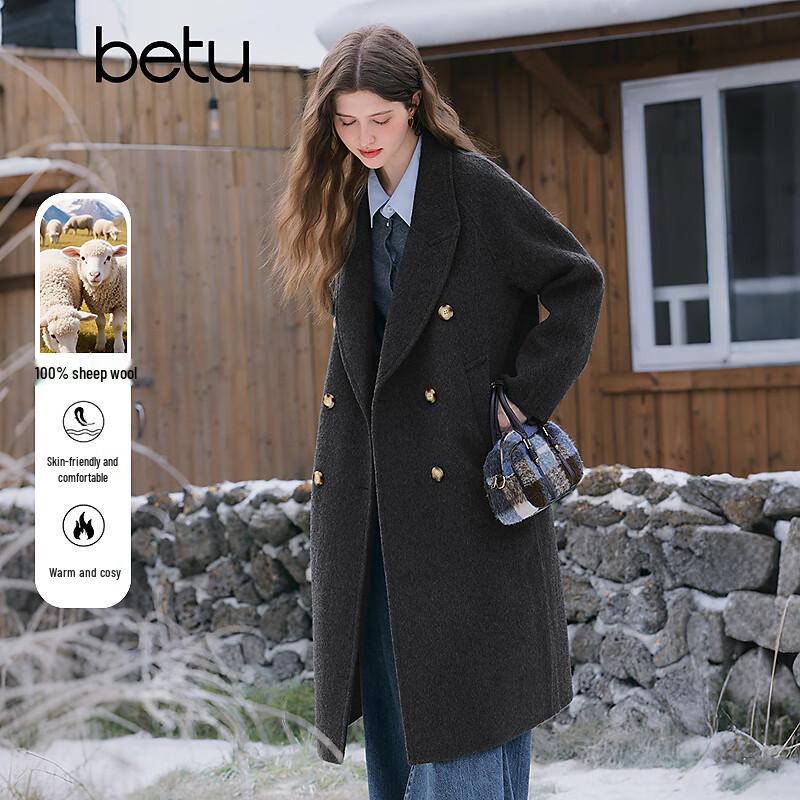 

Betu Women s 2025 Winter 100% Wool Suit Collar Overcoat XS