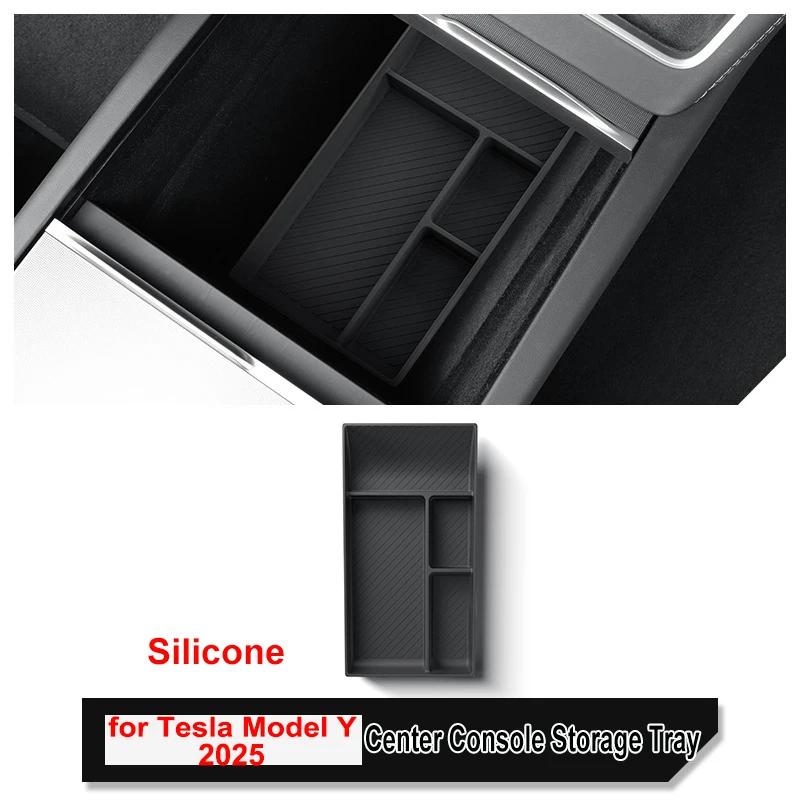 For Tesla New Model Y Juniper 2025 Center Control Armrest Storage Organizer Box Water Cup Sunglasses Phone Holder Tray MY LAUNCH