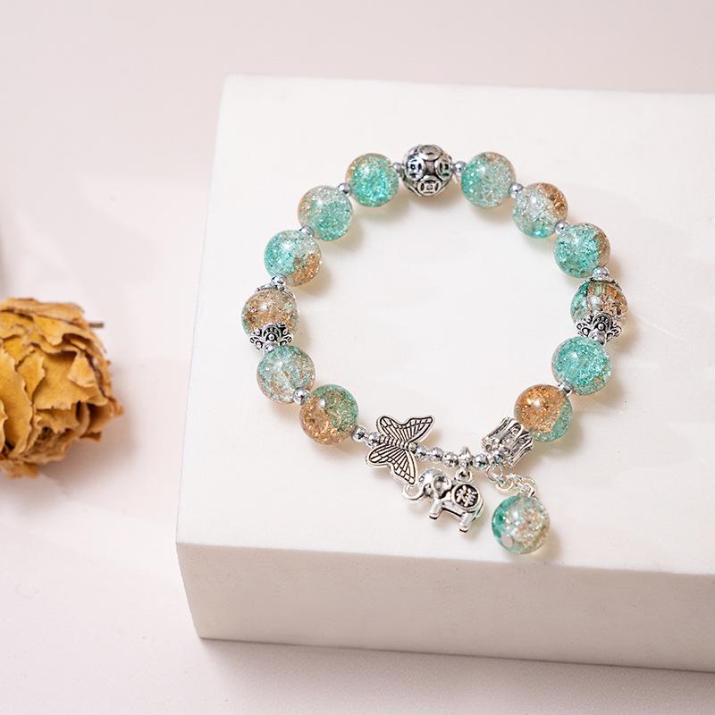 

Fashion Ice crack Gradient Beaded Bracelet for Women Vintage Handmade Butterfly Elephant Bracelet Valentine s Jewelry Gifts