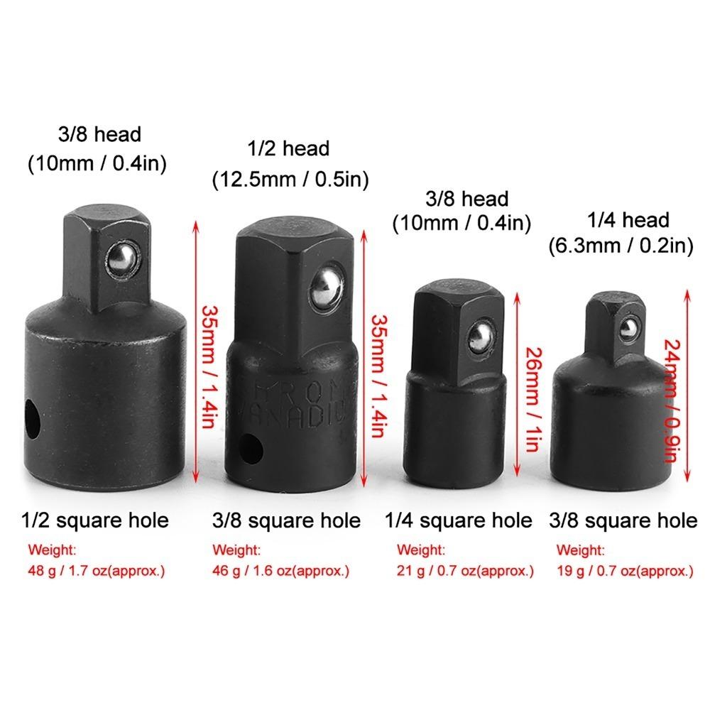 4PCS Chrome Vanadium Steel Impact Socket Adapter Drive Socket Reducer Maintenance Technician чёрный