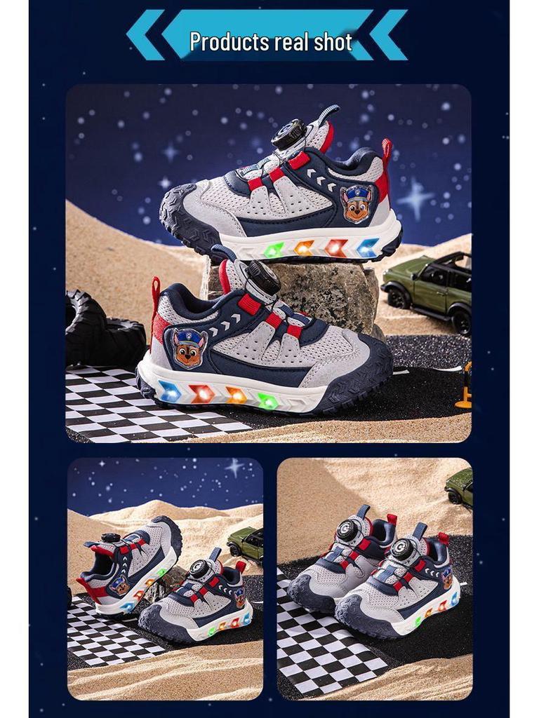 Paw Patrol Girls' Luminous Flashing Light Sneakers - Colorful and Comfortable Autumn Style Sports Shoes