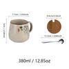 350ml Retro Ceramic Coffee Mug Set with Lid and Spoon Milk Breakfast Cup Home Heat-resistant Teacup Tumbler Juice Water Mug Gift