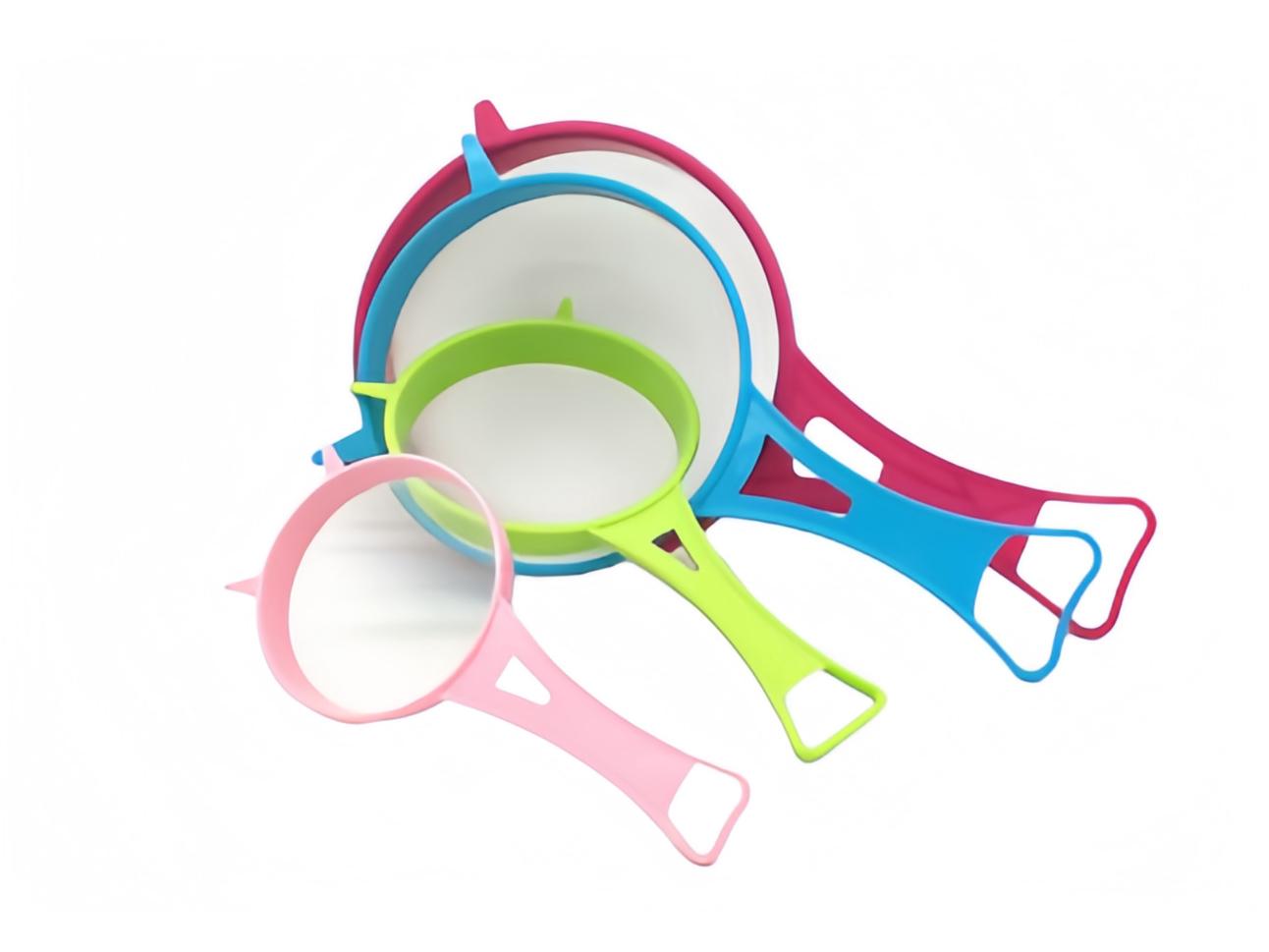 

Colorful Handheld Mesh Sieve Set with Hanging Hole - Multi-Functional Strainer for Soy Milk and Flour