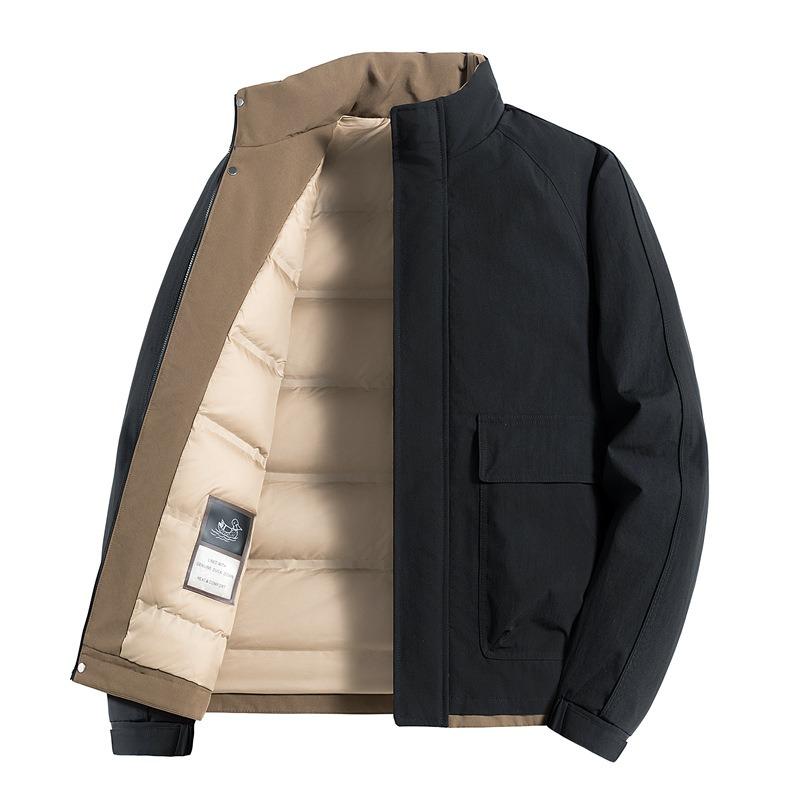 Daunenjacke% weiße Entendaune Herren Winter Neu Faltenfrei Stehkragen Locker Herren Kältebeständige Jacke