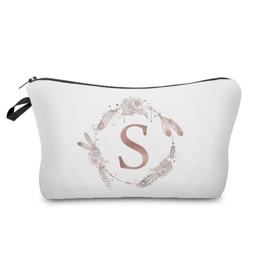 Women letter Print Cosmetic Bag Toiletries Organize Travel Storage Case
