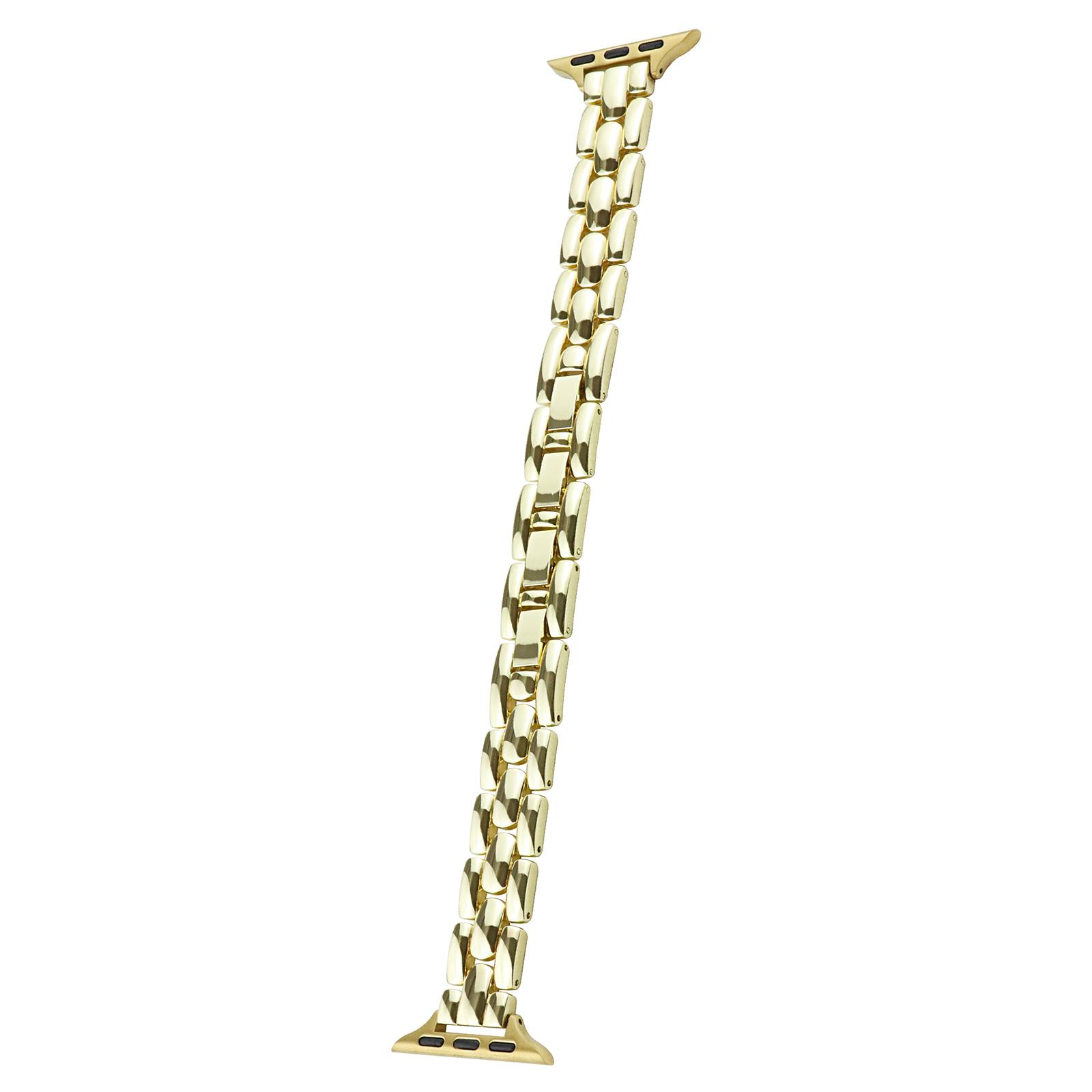 

Watch Band for Apple Watch Series 10 42mm/9 8 7 41mm/SE (2023) SE (2022) SE 6 5 4 40mm/3 2 1 38mm Slim 3-Bead Watch Band Gold