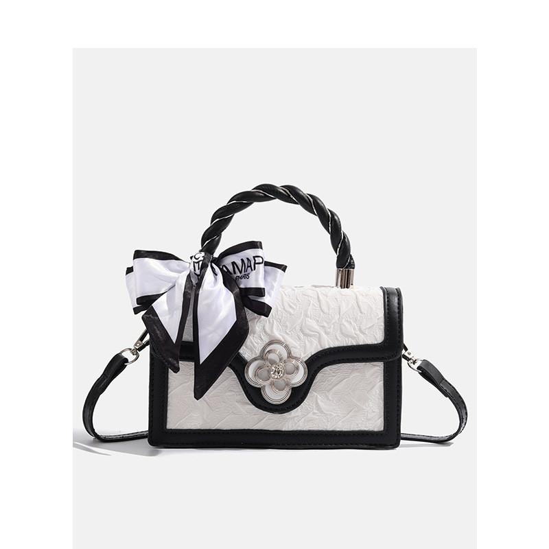 IELGY Small Square Bag Niche Design High-End Bow Crossbody Bag