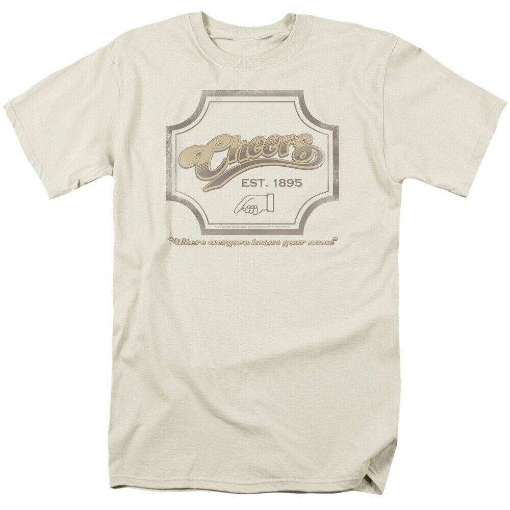 Cheers Sign T Shirt Mens Licensed Classic TV Merchandise Cream XL