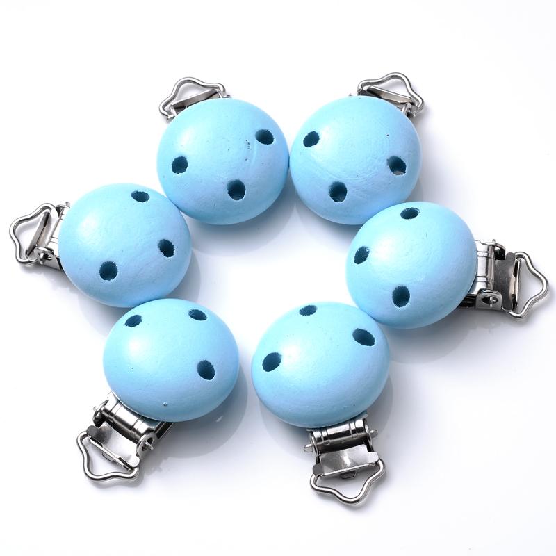 10Pcs 30mm Baby Wooden Pacifier Clips Round Wood Clip for Baby Pacifier Log Nipple Chain Holder Accessories BPA Free