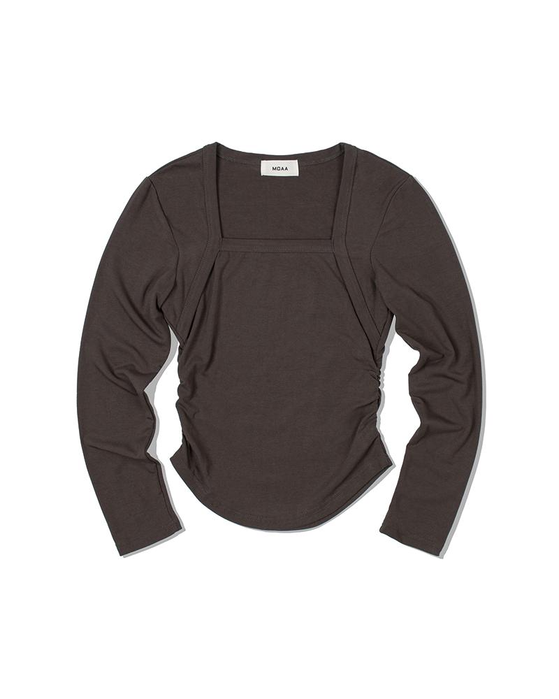 MOAA Square Neck Shirred Long Sleeve (Charcoal)
