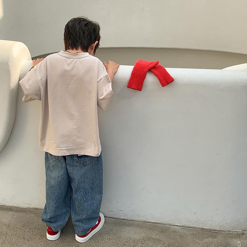 Летняя мода для мальчиков и девочек с коротким рукавом 170 бежевый — фото 4