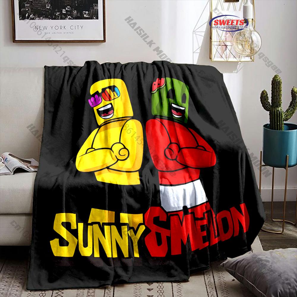 6 Sizes Funny S-Sunny and Mel0n Theme Printed Blanket for Son Daughter Husband,Room Sofa Chair Nap Blanket All Seasons Available