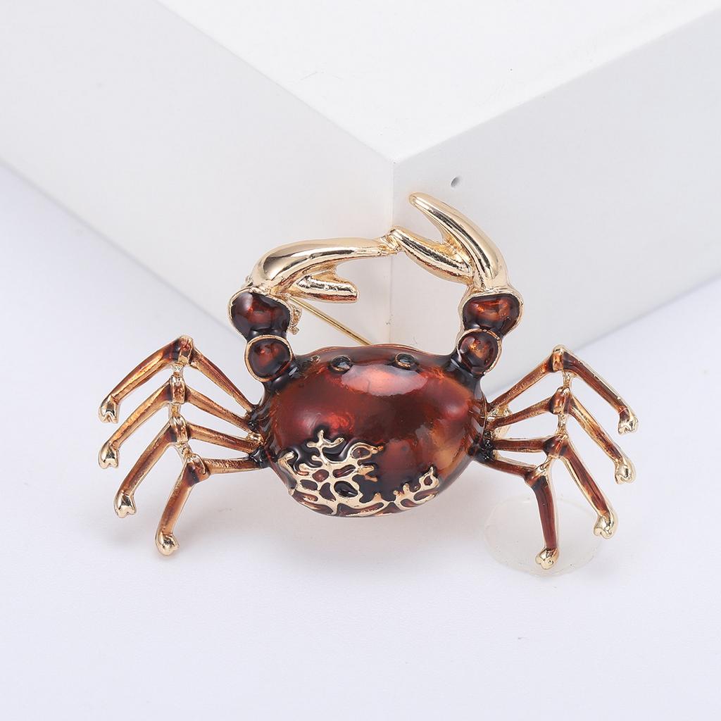 Retro-Emaille-Brosche in Krabbenform – exquisite Anstecknadel aus Legierung, Anstecknadel für Anzug, Schmuckgeschenk, Damenmantel-Accessoires