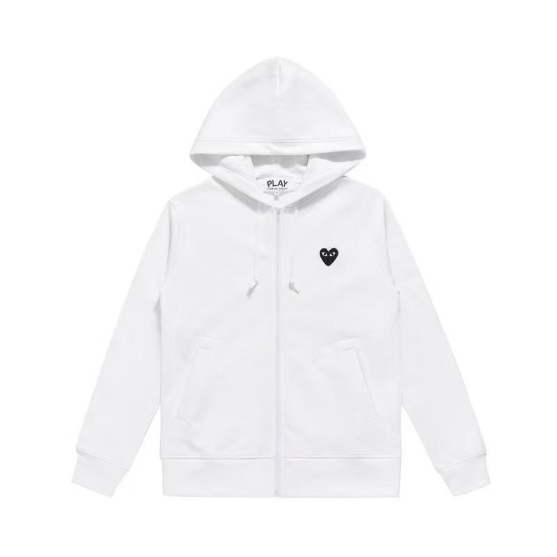 Unisex Hooded Zip-Up Sweatshirt With Heart Embroidery Casual Loose Fit Sportswear