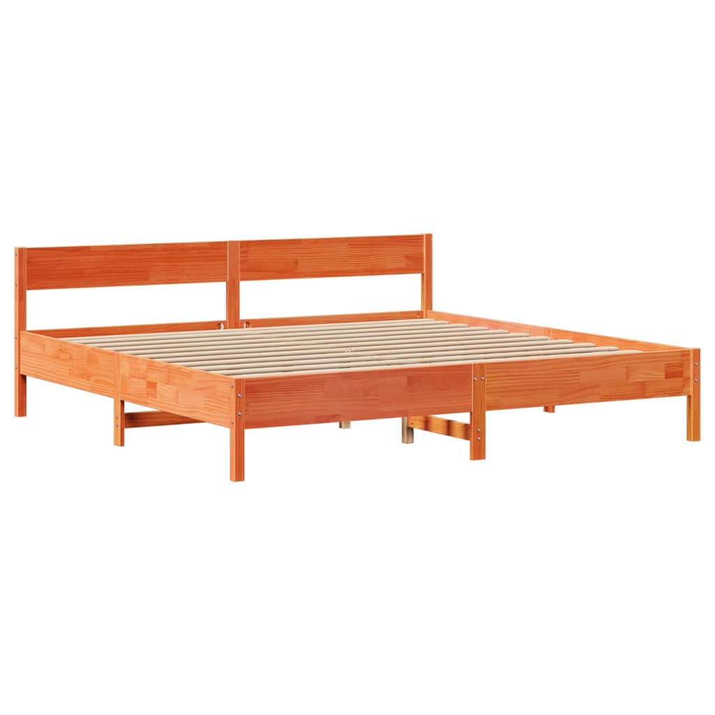Vidaxl Bed Without Mattress, Waxed Brown, 200X200 Cm, Pine Wood