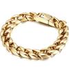 Men‘s Stainless Steel Cuban Link Chain Bracelet Wristband for Men Classical Jewelry Bracelets with Spring Clasp Waterproof 11MM