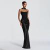 2026 Elegantes Europäisches & Amerikanisches Einfarbiges Ärmelloses Drapierband Formelles Kleid