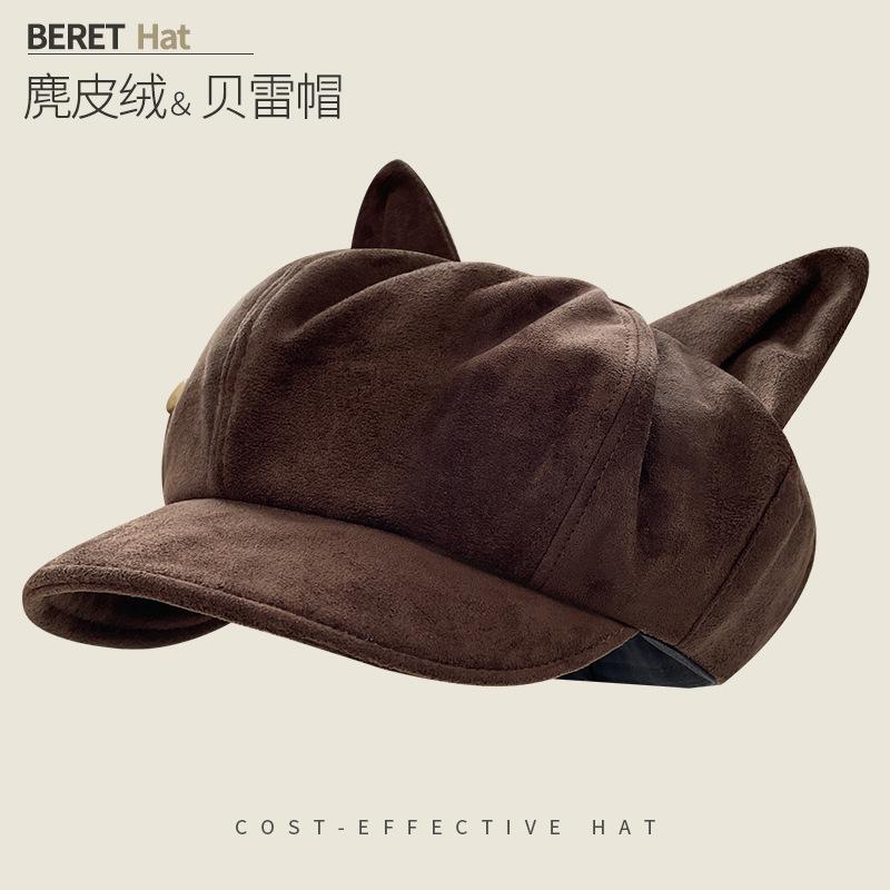 Retro Versatile Woolen Beret Showing Face Ducktongue Octagonal Hat Children'S Warm Windproof Newsboy Hat