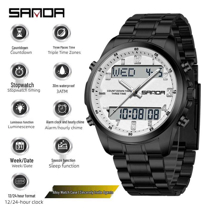 SAND Men's Multifunction Outdoor Sports Watch - 50M Waterproof, Luminous, with Snooze and Countdown Timer