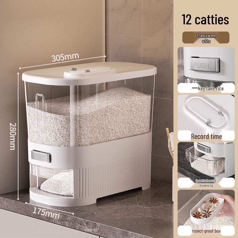 20 Jin Sealed Rice Storage Bucket: Insect & Moisture-Proof, Food-Grade, High-End Home Use Container
