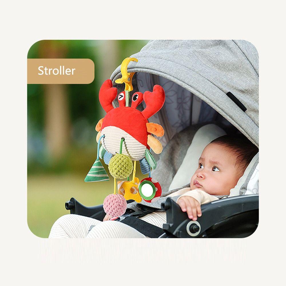 Distorting Mirror Plush Stuffed Sensory Toy with Clamp Stroller Hanging Ornaments  Toddlers