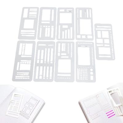 9 ADET El Yapımı Kayıt Şablonları Esnek Yeniden Kullanılabilir Planlayıcı Şablon Seti 5mm Noktalı Defterler için Scrapbooking El Sanatları