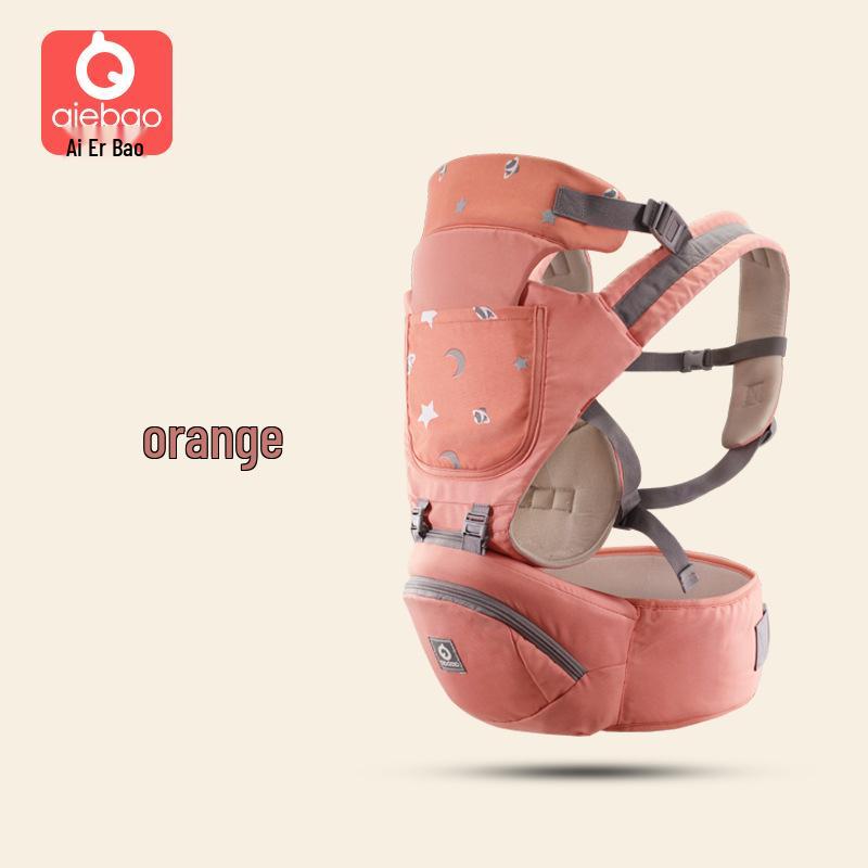 

Рюкзак-кенгуру Aierbao 3-в-1: Дышащий, Многофункциональный Поясной Стульчик и Пеленка для Всех Сезонов оранжевый