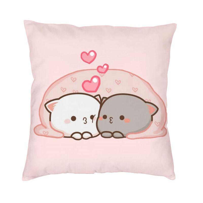 

Romantic Mochi Cat Peach And Goma Square Pillow Case Home Decor Cushions Throw Pillow for Car Doublesided Printing 30x30cm 12x12in