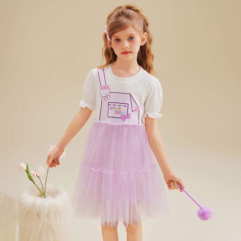 Hello Kitty Girls' Faux Two-Piece Printed Summer Dress