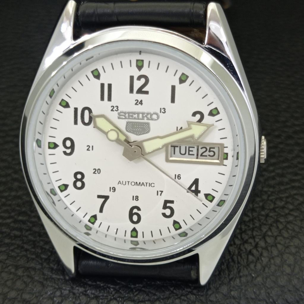 VINTAGE SEIKO 5 AUTOMATIC 6309A REFURBISHED JAPAN MENS WHITE WATCH a441684-1 Sk-a441684