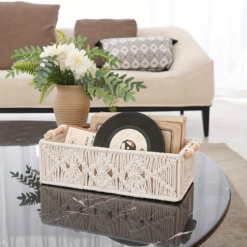 Handmade Cotton Rope Storage Basket Desktop Organizer Multi-Purpose Woven Box Set for Home Bathroom Office Open Top Stackable Containers